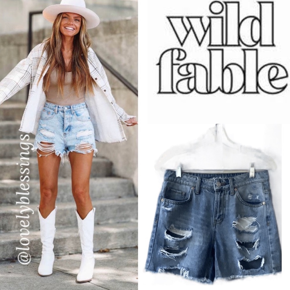 Ripped Cut Off Jean Shorts Distressed Destroyed Frayed Raw Hem Denim Shorts